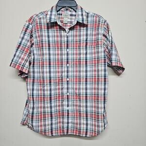 L.L. Bean Plaid Short Sleeve Button Down Shirt Men’s Medium Cotton